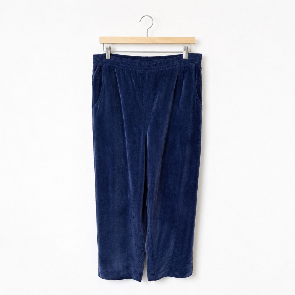 Vintage 90s Saint Germain Navy Relaxed Pants L Minimalist Preppy Elastic Waist